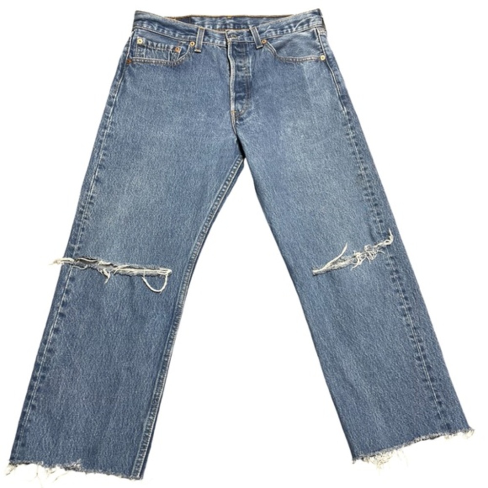 VTG Levi’s 501-0115 Men’s 33 WPL423 Button Fly Cut Off Ankle Jean Frayed Ripped